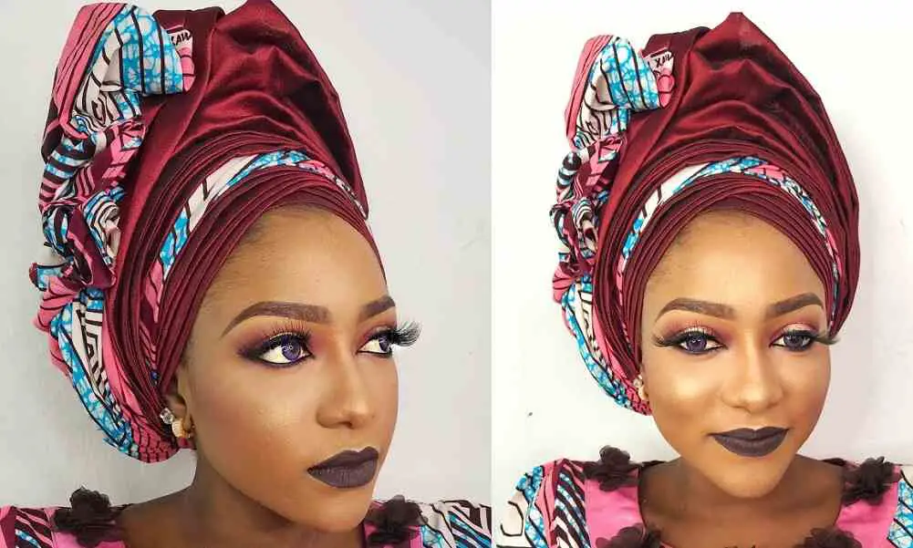 Women with wider foreheads will love this gele style