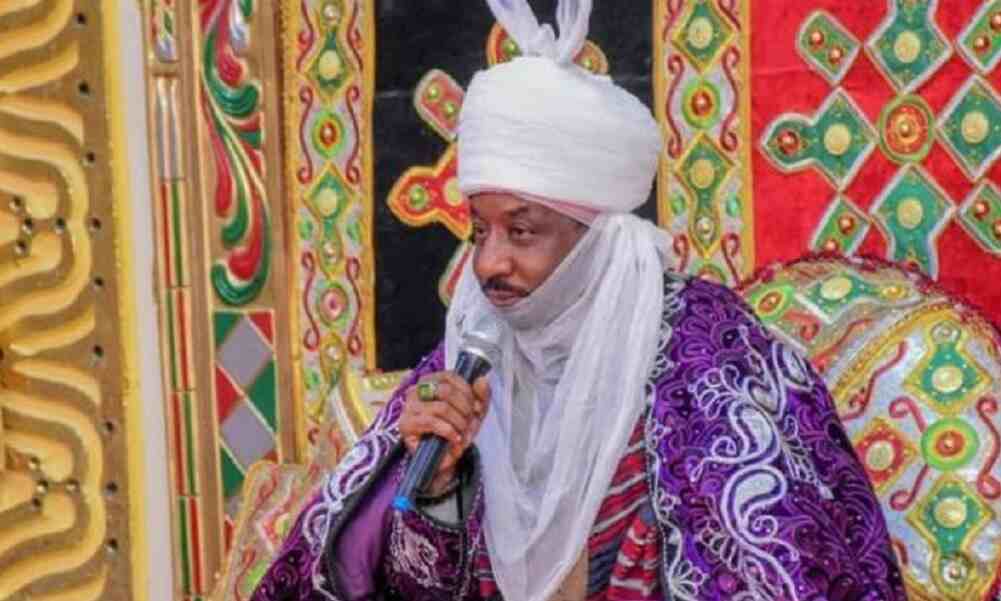 The 14th Emir of Kano Muhammadu Sanusi II donning a white Rawani