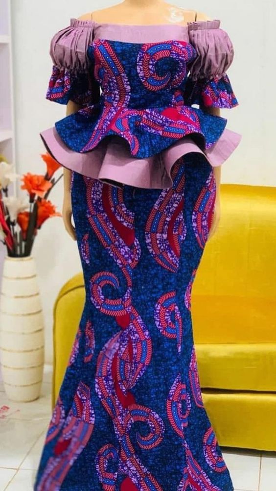 Red and lilac best ankara style
